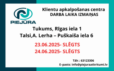 Darba laika izmaiņas svētkos!