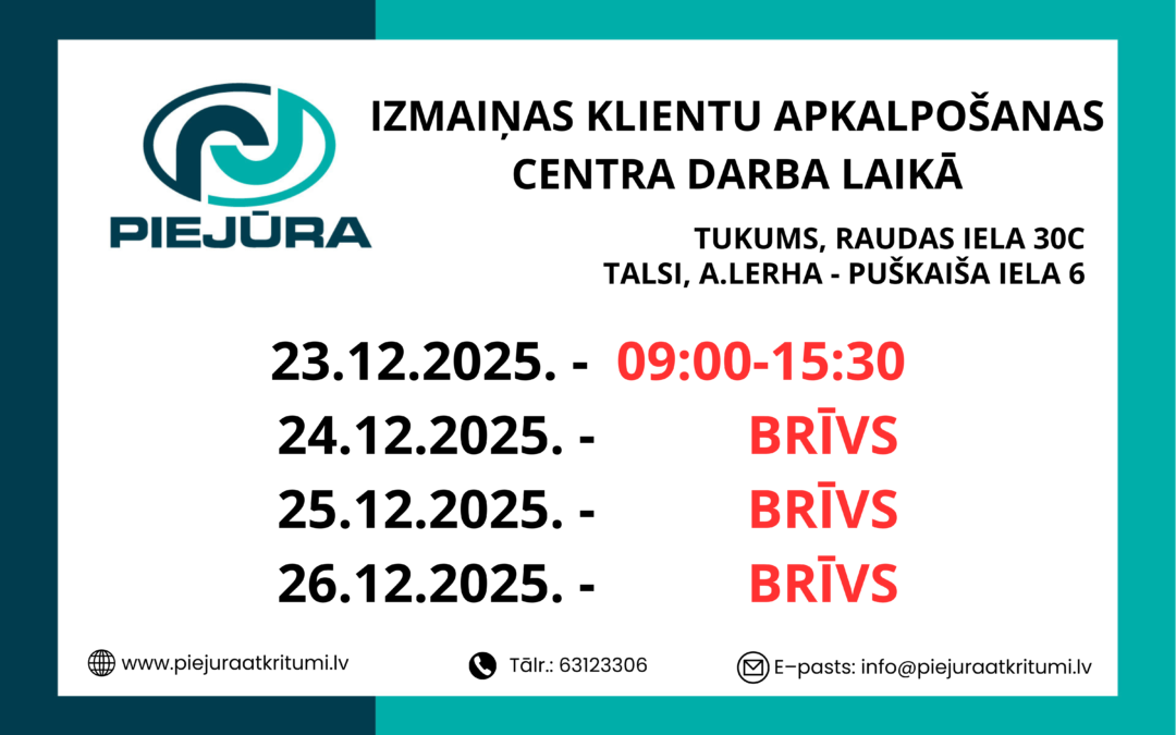 Izmaiņas klientu apkalpošanas centra darba laikā