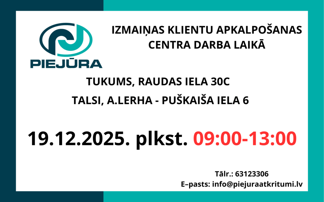 Izmaiņas klientu apkalpošanas centra darba laikā