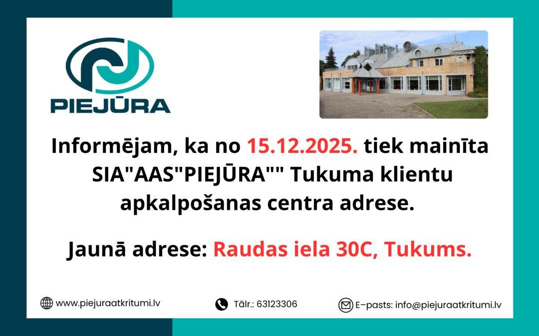No 15.12.2025. Tukuma klientu apkalpošanas centrs jaunā adresē- Raudas iela 30C, Tukums