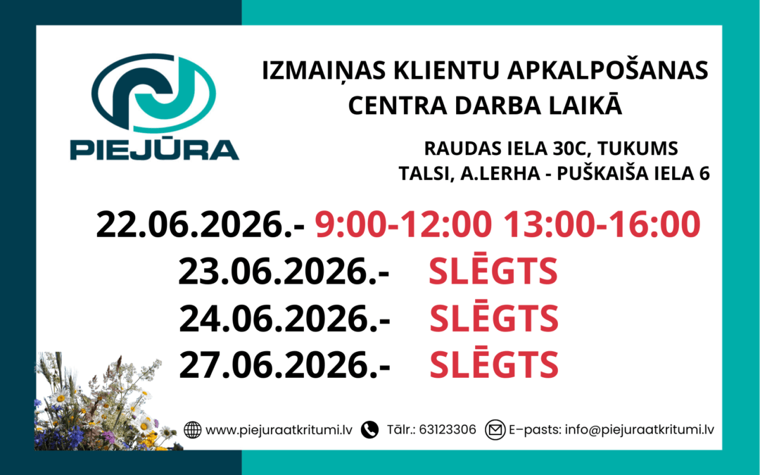 Klientu apkalpošanas centru darba laiks svētku nedēļā!